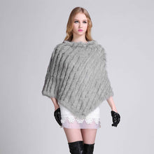 Load image into Gallery viewer, Knitted rabbit fur shawl poncho stole cape scrap wrap wemen&#39;s garment 6 colors FS070102