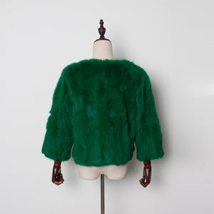 Women's Real Rabbit Fur coat Commuter style Bright Color Natural Fur Coat