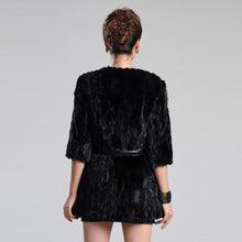 Load image into Gallery viewer, Women&#39;s Natural Mink Fur Coat with Belt Three Quarter Three Quarter