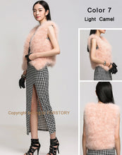 Load image into Gallery viewer, Natural Turkey Fur Vest Stylish Puff Fur Vest Real Fur Vest Female