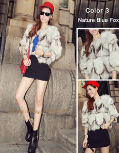Women's Real Fox Fur Coat and Jackets Female Jacket Nature Fur Coats 15132