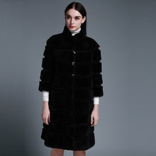 Load image into Gallery viewer, Natural Rex Rabbit Coat Women Grace Long Overcoat Jacket Winter Outerwear