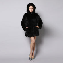 Load image into Gallery viewer, Natural Raccoon Fur Coat Women&#39;s Real Fur Jacket Long Sleeve Winter Warm Outwear 151256