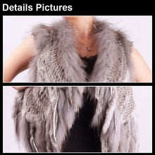 Load image into Gallery viewer, Women&#39;s Real Rabbit Fur Vest with Raccoon Collar Long Tassel Knitted Fur Vest Female