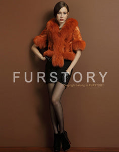 Natural Mink Coat Female with Big Fox Fur Collar Winter Jacket Women 15116
