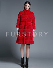 Load image into Gallery viewer, Natural Rex Rabbit Coat Women Grace Long Overcoat Jacket Winter Outerwear