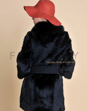 Load image into Gallery viewer, Women&#39;s  Real Rabbit Fur Coat Fox Fur Collar Jacket Overcoat winters Coat 13071