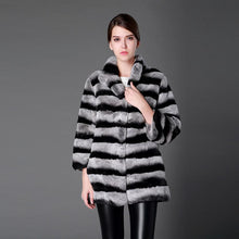 Load image into Gallery viewer, Women&#39;s Genuine Rabbit Fur Coat Women Half Sleeve Chinchilla Color Femal Overcoat