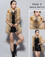 Load image into Gallery viewer, Women&#39;s Silver Fox Fur Vest with Genuine Lamb Leather with Real Fox Fur Collar Long Jacket