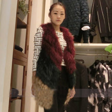 Load image into Gallery viewer, FS15295 Women&#39;s Real Fur Vest Winter Furry Double Color Handmade Knitted Natural Raccoon Fur Vest Female Fur Story