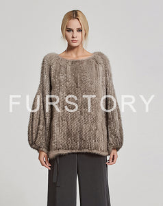 Knitted Mink Fur Coat Women Winter Real Fur Jacket Pullover Female