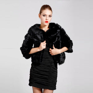 Women's Real Whole Rabbit Fur Coat Short Version Coat Fur Natural Coat 010138