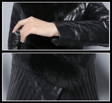 Load image into Gallery viewer, Genuine Sheep Leather Down Jacket Fox Fur Collar Thick Jacket Winter Overcoat