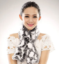 Load image into Gallery viewer, Real REX Rabbit Fur Scarf Wrap Cape Shawl Neck Warmer Women Scarf Flower Decoration FS14509