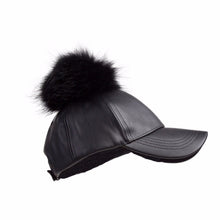 Load image into Gallery viewer, Women Baseball Cap with Fluffy Real Fur Detachable Pompom Streetwear Hip Hop Cool Hat Fur Story 17606