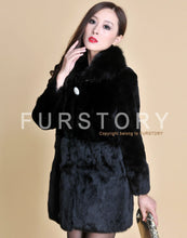 Load image into Gallery viewer, Real REX Rabbit Fur Coat Fox Fur Collar Long Winters&#39; Coat Jacket Women&#39; Overcoat 3 Colors Top Quality Fur FS13064