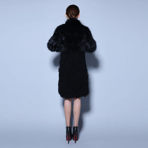 Natural Fox Fur Coat Lamb Fur Overcoat Top Quality Fur Jacket Women's Long Outwear