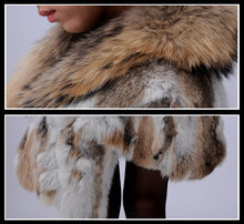 Load image into Gallery viewer, Real Rabbit Fur Vest Raccoon Fur Collar Waistcoat Coat Jacket