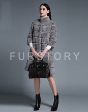 Load image into Gallery viewer, Natural Rex Rabbit Coat Women Grace Long Overcoat Jacket Winter Outerwear