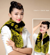Load image into Gallery viewer, Real REX Rabbit Fur Scarf Flower Decoration Wrap Cape Shawl Neck Warmer Various Colors Soft Fur FS14507