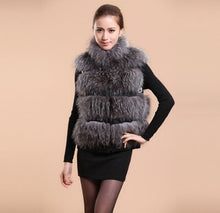 Load image into Gallery viewer, Women&#39;s Silver Fox Fur Vest Silver Fox Natural Color Real Fur Vest Female
