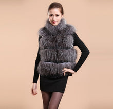 Load image into Gallery viewer, Women&#39;s Silver Fox Fur Vest Silver Fox Natural Color Real Fur Vest Female
