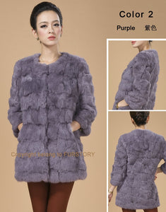 Real Rabbit Head Fur Coat Overcoat Jacket Womens' Top Garment Gilet Winter Dress Long Version Fur Story FS13017
