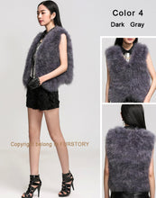 Load image into Gallery viewer, Natural Turkey Fur Vest Stylish Puff Fur Vest Real Fur Vest Female