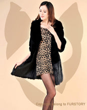 Load image into Gallery viewer, Natural Rex Rabbit Fur Coat with Muskrat Fur Hem Big Fox Collar