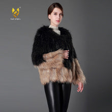 Load image into Gallery viewer, Women's Real Knitted Raccoon Fur  Coat Winter Fashion Patchwork Jacket 161172