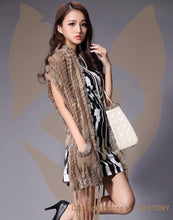 Load image into Gallery viewer, Knitted Natural Rabbit Fur Vest Double Wear Design Spring Autumn Tunic Waistcoat