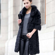 Load image into Gallery viewer, Natural Fox Fur Coat with Wool Free Shipping Plus Size Overcoat Winter Coat Women