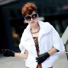 Load image into Gallery viewer, Real Rex Rabbit fur coat with bat sleeve design for women winter 010179