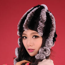 Load image into Gallery viewer, Women Beanies Real Rex Rabbit Fur Hat Ear Muffs Winter 13605