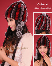 Load image into Gallery viewer, Women Beanies Real Rex Rabbit Fur Hat Ear Muffs Winter 13605