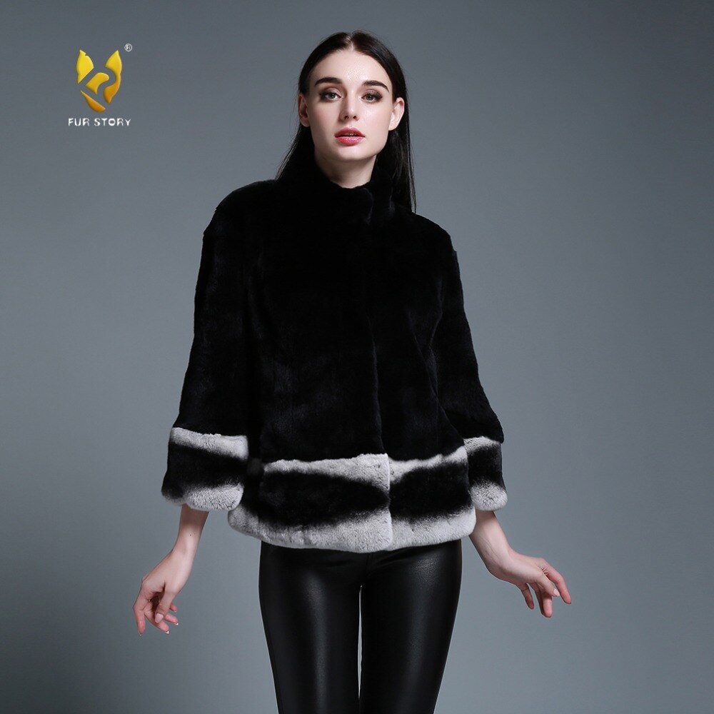 FUR STORY Womens Coats Real Rabbit Fur Spring Jackets Women Jacket Winter jacket Women 151264