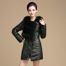 Load image into Gallery viewer, Genuine Leather Women&#39;s Winter Down Coat Real Fox Fur Collar Decoration Female Outwear