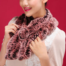 Load image into Gallery viewer, Real REX rabbit fur scarf rex fur flower wrap cape shawl neck warmer Silvery Borwn Natural Fur Scarves Fur Story FS13513