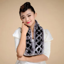 Load image into Gallery viewer, Real REX Rabbit Fur Scarf Wrap Cape Shawl Neck Warmer Women Scarf Flower Decoration FS14509