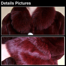 Load image into Gallery viewer, Real REX Rabbit Fur Coat Fox Fur Collar Long Winters&#39; Coat Jacket Women&#39; Overcoat 3 Colors Top Quality Fur FS13064