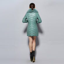 Load image into Gallery viewer, Genuine Leather Coat Female with Real Fox Fur Collar Outwear Winter Women&#39;s Down Coat
