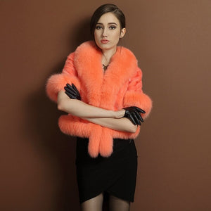 Natural Mink Coat Female with Big Fox Fur Collar Winter Jacket Women 15116