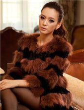 Load image into Gallery viewer, Real Raccoon &amp; Rabbit Fur Coat Jacket Overcoat Bright Color Commuter Style FS13011