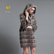 Load image into Gallery viewer, Women&#39;s Genuine Mink Fur Coat Women with Hood Women Jacket 161161