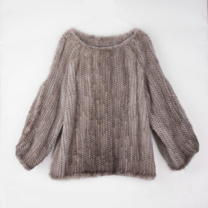 Knitted Mink Fur Coat Women Winter Real Fur Jacket Pullover Female