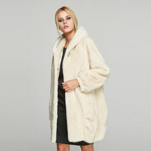 Load image into Gallery viewer, Fur Story FS18118 Women&#39;s Genuine Mink Fur Long Coat Winter Warm Hood Cocoon Jacket