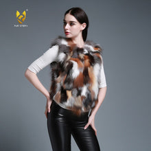 Load image into Gallery viewer, Hot Sale Winter Women&#39;s Real Fox Fur Vest Furry Natural Fur Waistcoat Female Patches Style Natural Color Vests Fur Story FS16215