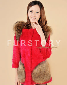 Winter Natural Fur Coat Female Pocket Decoration Women's Coat
