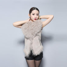 Load image into Gallery viewer, Women&#39;s Genuine Pig Leather Suede Vest with Real Lamb Fur Collar