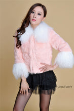 Load image into Gallery viewer, Real Rabbit fur coat fox fur collar and cuff jacket overcoat womens&#39; garment winter coat FS13066